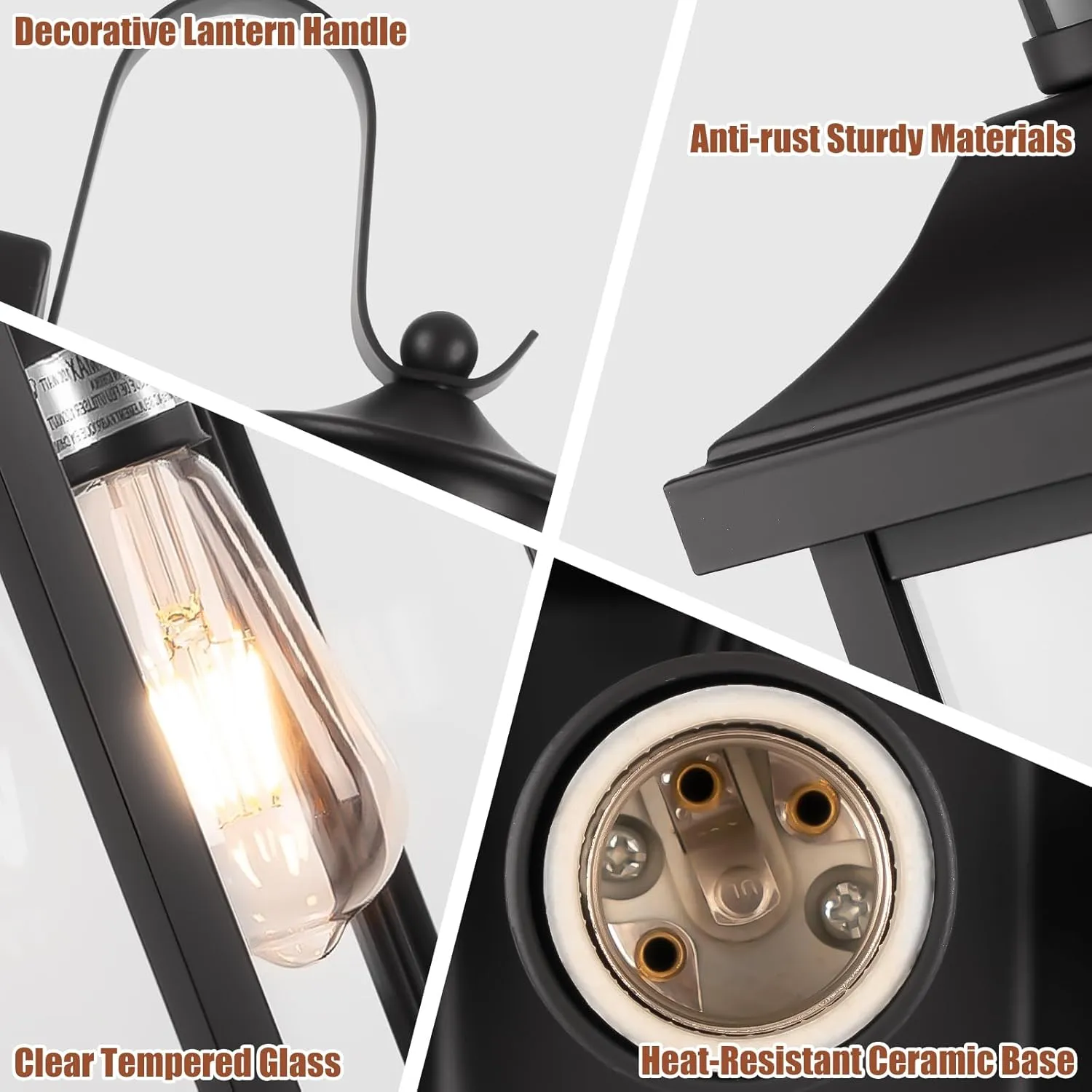 1-Pack 18 Inch Motion Sensor Front Porch Light IP65 Waterproof, Large Black Dusk to Dawn Outdoor Wall Lighting for House Exterior Light Fixture Clear Glass Garage Coach Light, E26 Bulb Base