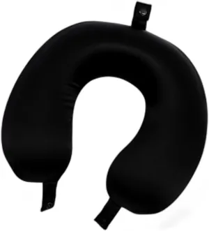 100% Mulberry Silk Travel Neck Pillow for Sleeping 22 Momme Silk Airplane Travel Pillow for Pain Relief Sleeping, Plane Neck Support Pillow, Anti Wrinkle, Made in USA (Black)