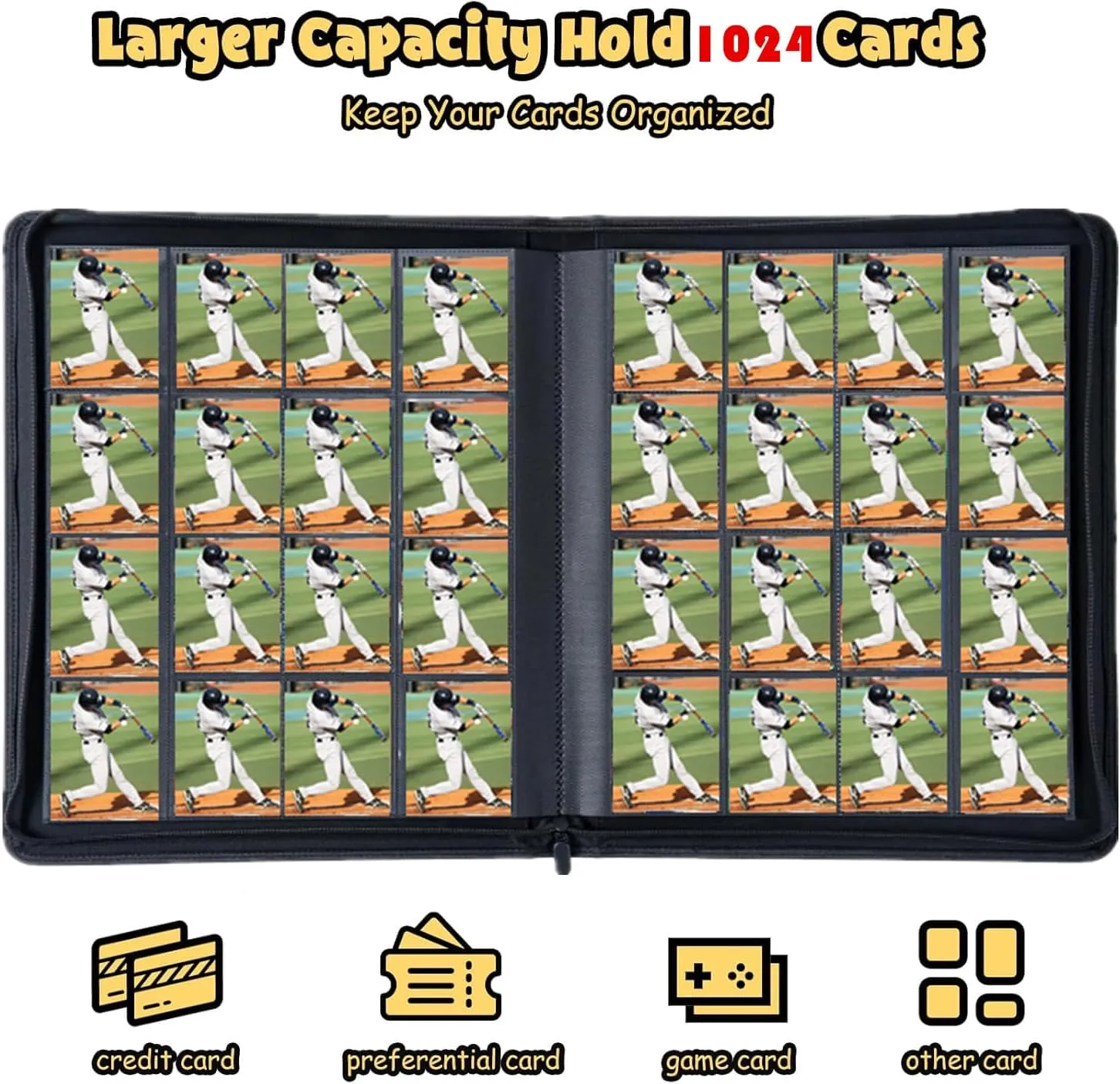 1000  Pockets Card Binder, Trading Card Binder 16 Pocket, PU Cover with Costum Label, Card Collection Binder for Tcg, MTG, Yugi, Hoke Cards and Cards Sleeve, Card Holder Binders (Purple)