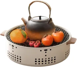12-Inch Portable Charcoal Grill, Mini BBQ Grill for Outdoor Cooking, Camping, Barbecue, Compact and Durable