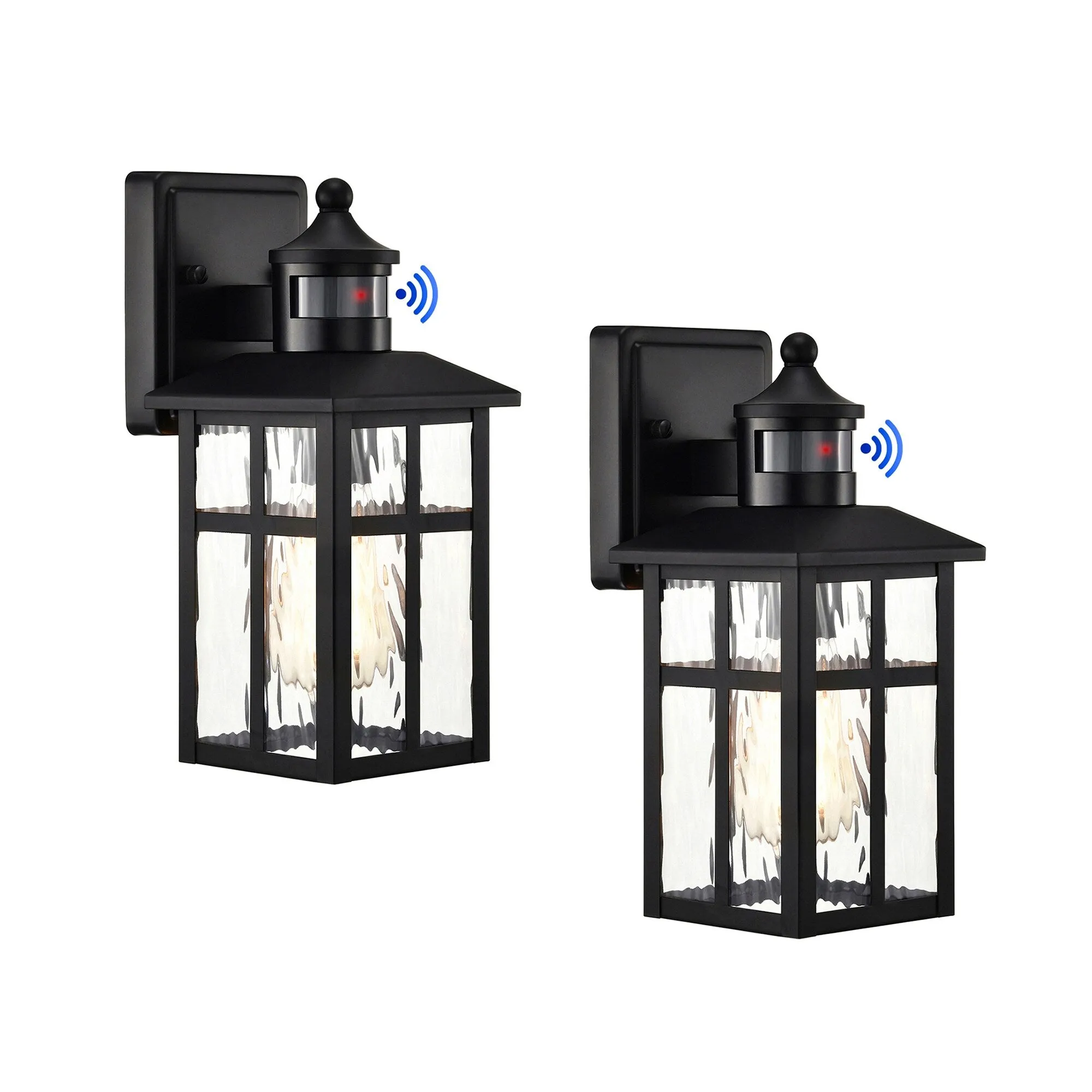 12 in.H Matte Black 1-Light Motion Sensing Outdoor Wall Sconce with Dusk to Dawn Sensor