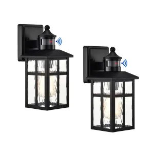 12 in.H Matte Black 1-Light Motion Sensing Outdoor Wall Sconce with Dusk to Dawn Sensor