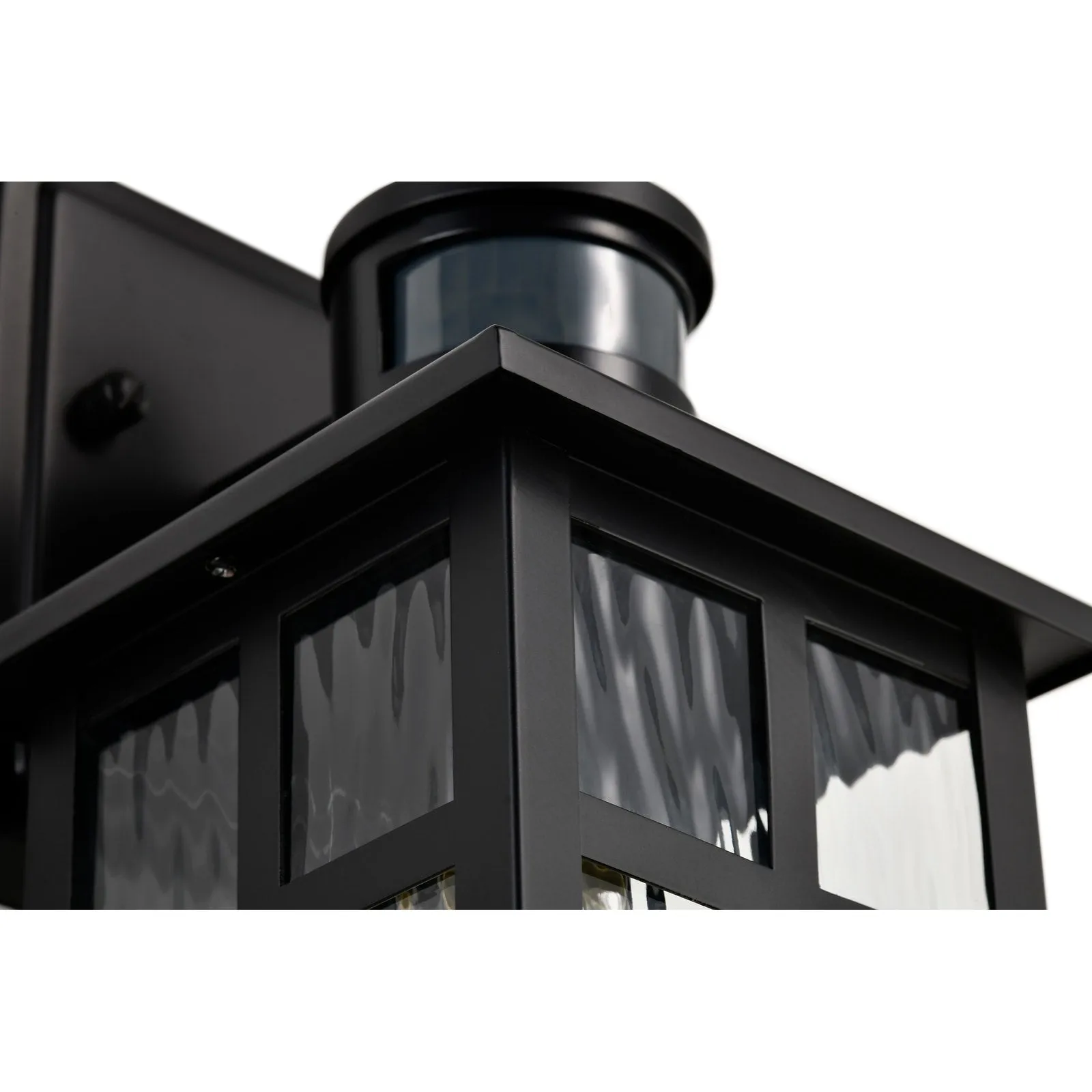 12 in.H Matte Black 1-Light Motion Sensing Outdoor Wall Sconce with Dusk to Dawn Sensor