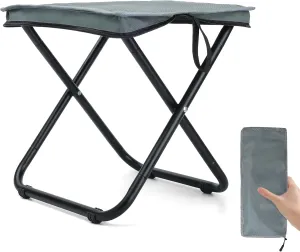 13"" Foldable Stool, Portable Seat for Adults Heavy Duty Support 350lbs, Lightweight Folding Foot Rest for Travel Fishing Camping Hiking, Medium, Grey