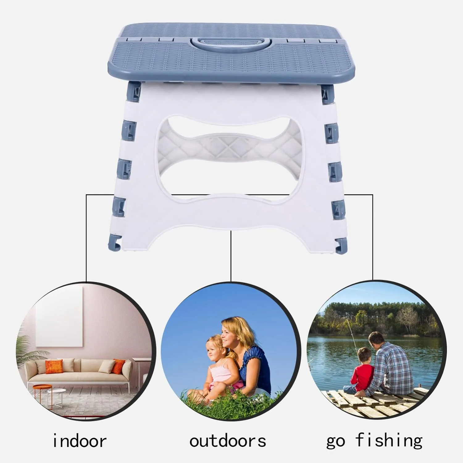 1pc Folding Step Stool for Adults Portable and Lightweight for Kitchen Bathroom Fishing and Outdoor Use Easy One-Handed Fold Compact Design