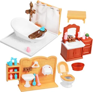 1Set Mini Bathroom Furniture for Dollhouse Dollhouse Accessories with Bathtub Sink Cabinet Compact Decor for Creative Play and Decoration