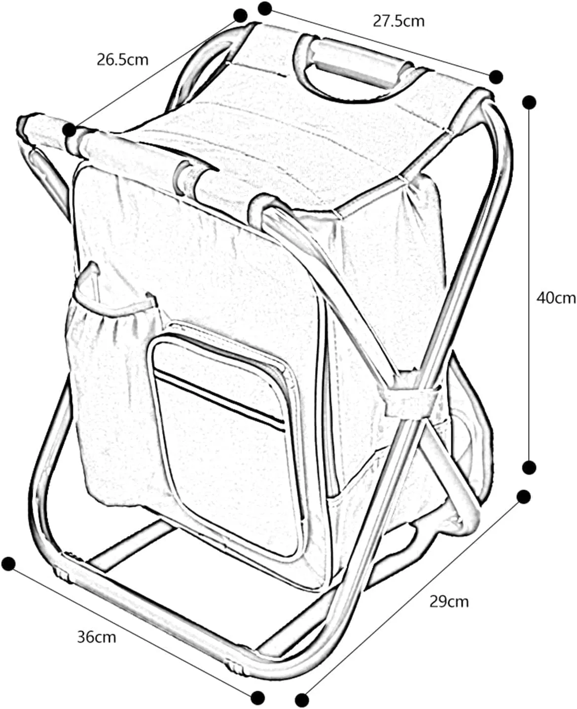 2-in-1 Folding Camping Fishing Chair, Cream, 500 lbs Capacity, Oxford Cloth Seat, Alloy Steel Frame, Portable Backpack Seat
