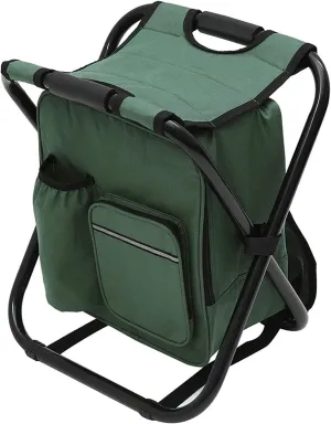 2-in-1 Folding Camping Fishing Chair, Cream, 500 lbs Capacity, Oxford Cloth Seat, Alloy Steel Frame, Portable Backpack Seat
