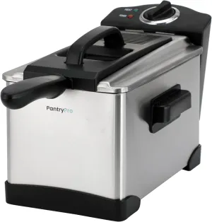 2 Liter / 2.1 Quart Stainless Steel Immersion Electric Deep Fryer, 1400 W, Temperature Control, Basket with Hook, Odor Filter, Lid w. Viewing Window