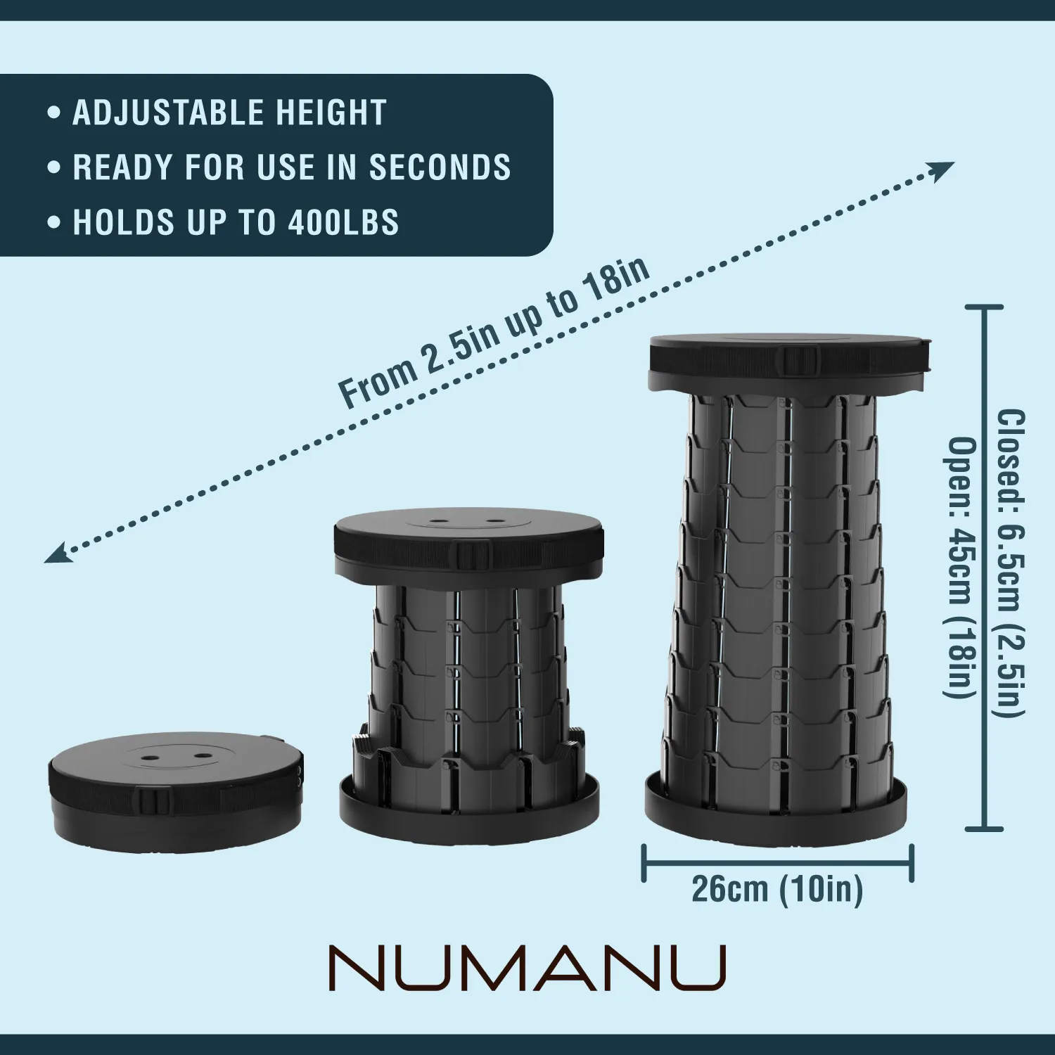 2-Pack Collapsible Stool, Max 400lbs - (Standalone - Stools Only)