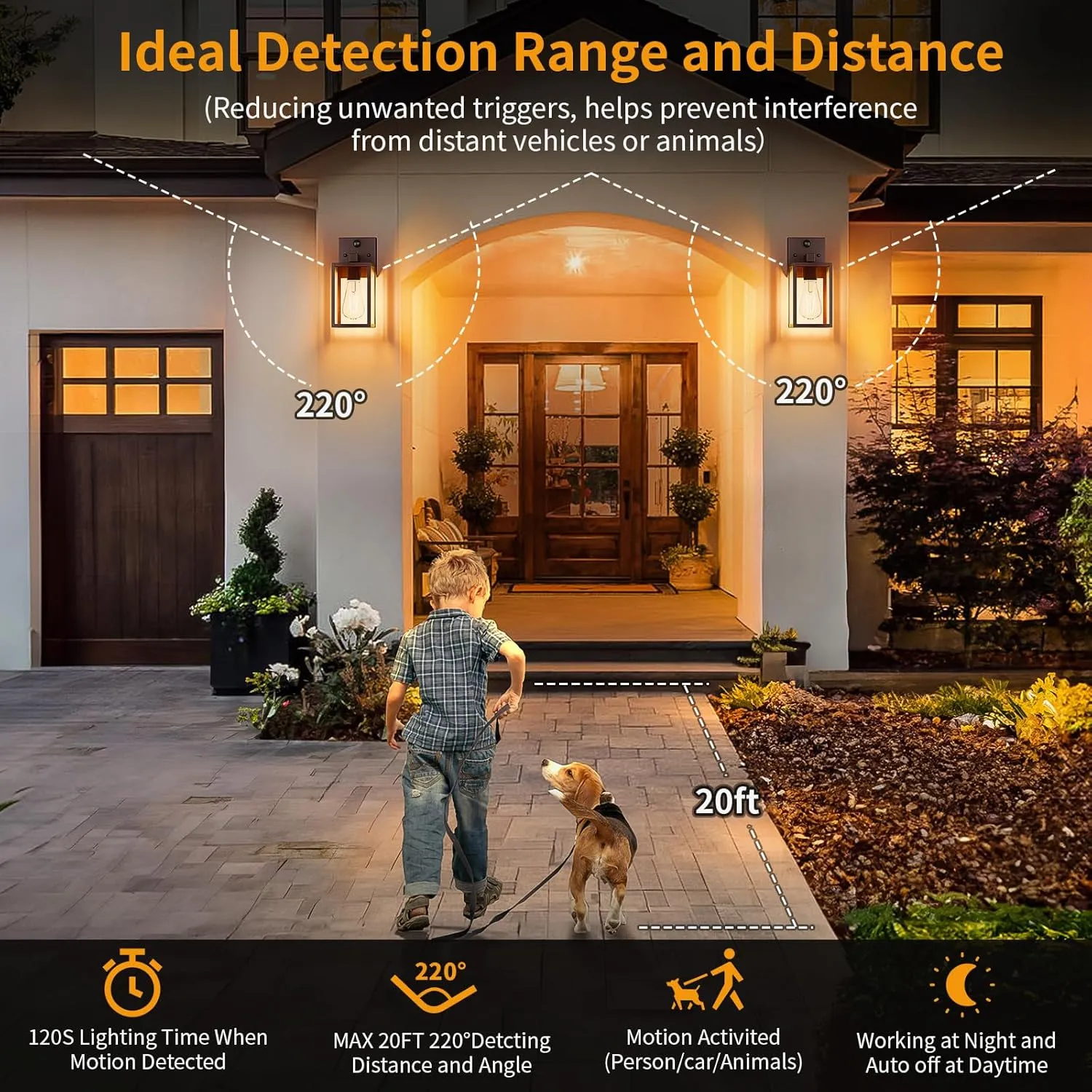 2 Pack Motion Sensor Outdoor Light Fixtures Wall Mount, Oil Rubbed Bronze Front Porch Lights, Dusk to Dawn Exterior Wall Sconce, Waterproof Lantern Lamp,Outside Coach Light for House,Garage,Yard