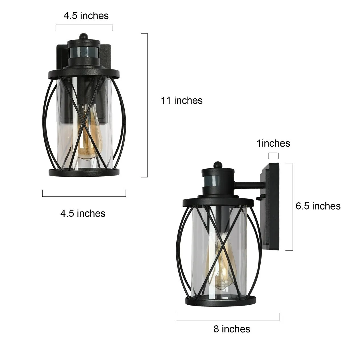 2-pack Waterproof Motion Sensor Indoor/Outdoor Wall Lights Wall Lantern for Garage Porch Front Door Non - Solar