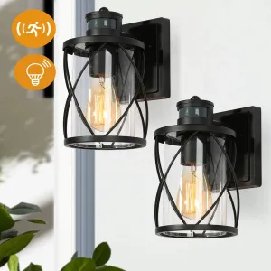 2-pack Waterproof Motion Sensor Indoor/Outdoor Wall Lights Wall Lantern for Garage Porch Front Door Non - Solar