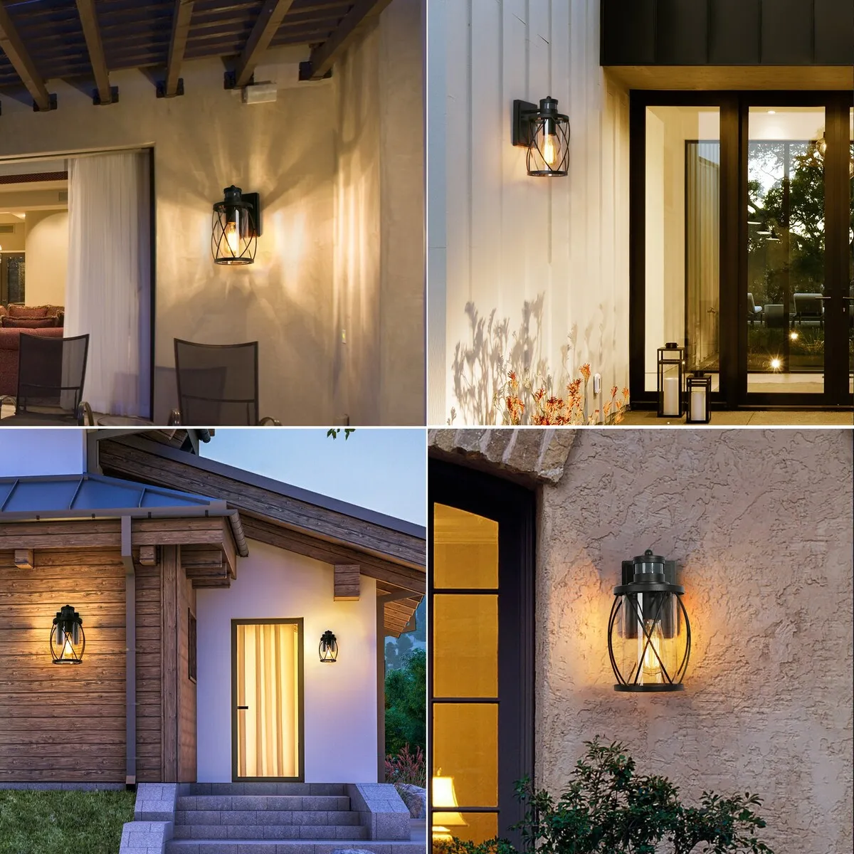 2-pack Waterproof Motion Sensor Indoor/Outdoor Wall Lights Wall Lantern for Garage Porch Front Door Non - Solar