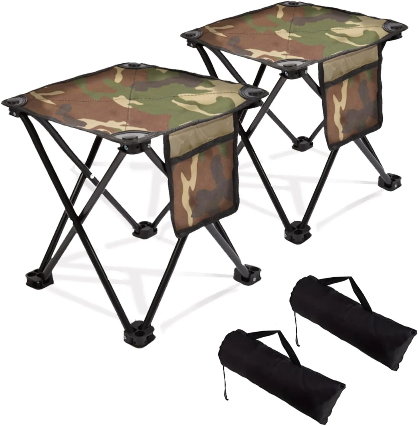 2 Packs Foldable Camping Stool, Lightweight Steel Portable Folding Outdoor Stools with Carry Bag for Adults Camping, Fishing, BBQ.