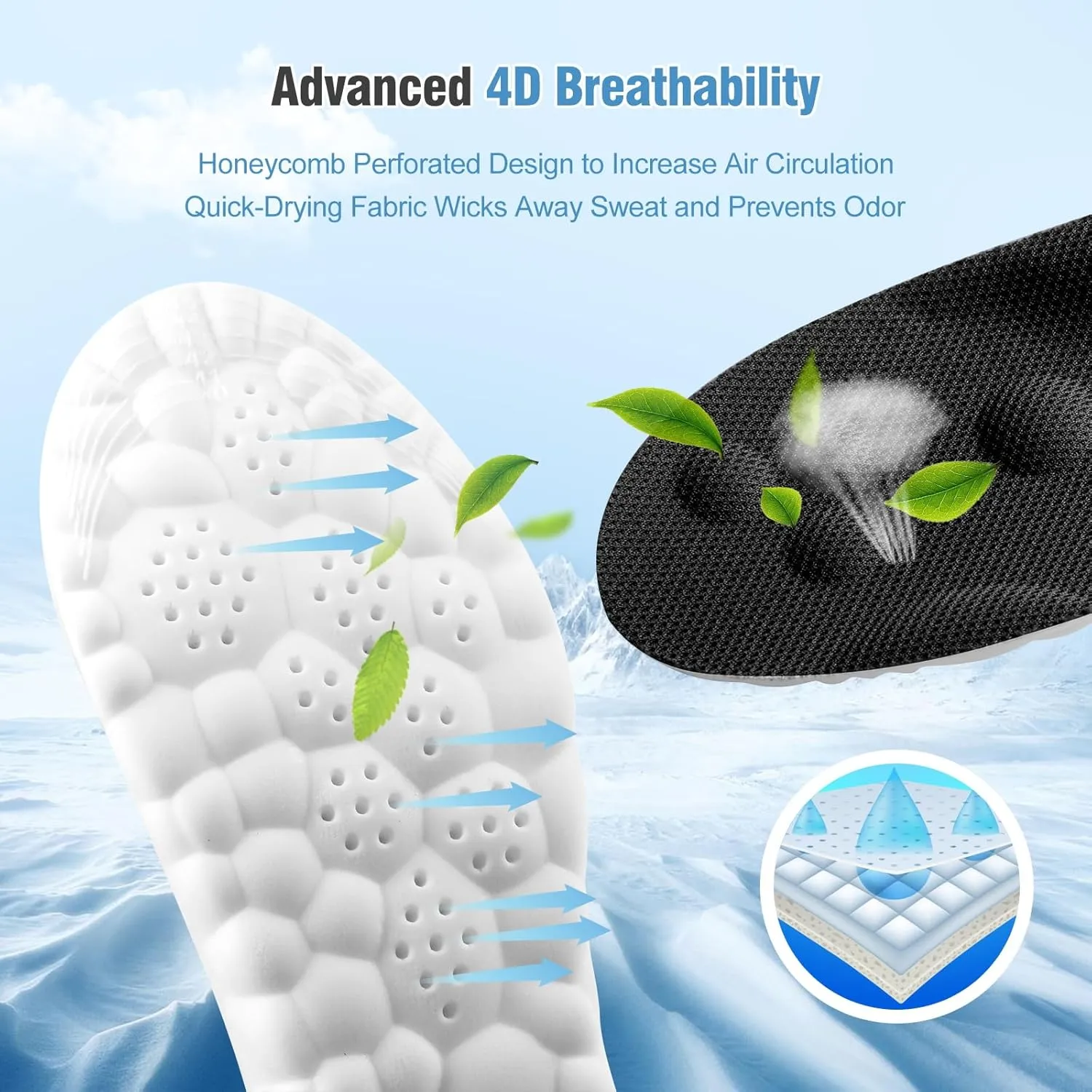 2 Pairs 4D Cloud-Like Comfort Soles for Women - Soft Memory Foam Cushioning Insoles - Trim to Fit Steppers Insoles with Arch Support for Foot Pain Relief and Fatigue Reduction(US W 6.5-9)