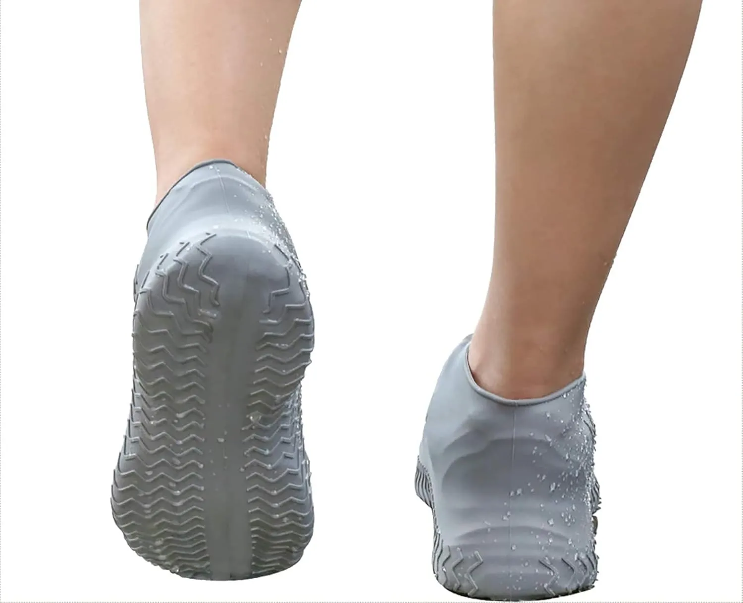 2 PCS Reusable Shoes Cover for Rain, Silicone Shoes Covers for Men Women, Non-Slip Outdoor Waterproof Shoe Protectors Grey X-Large