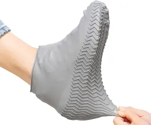 2 PCS Reusable Shoes Cover for Rain, Silicone Shoes Covers for Men Women, Non-Slip Outdoor Waterproof Shoe Protectors Grey X-Large