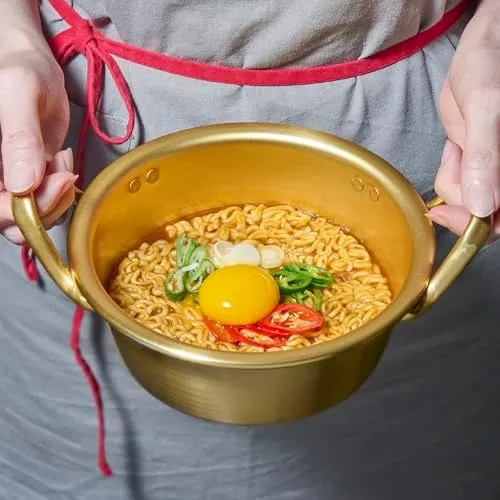 2-Person Korean Ramen Cooking Set – Pot, Bowls, Chopsticks & Spoons | Perfect for Instant Noodles, Quick Meals & Travel | Made in Korea (Double Set)