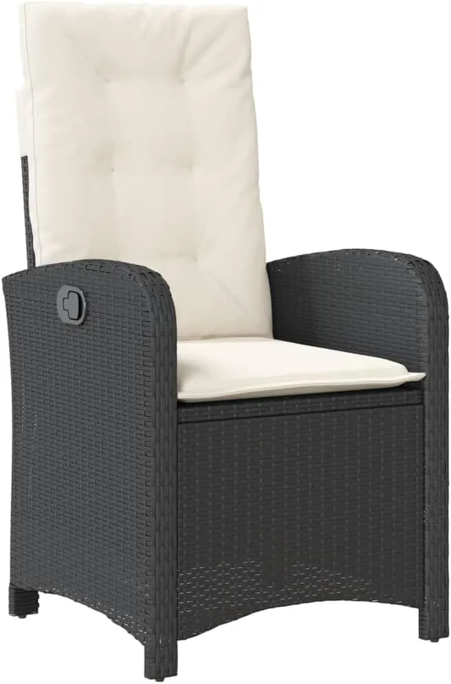2-Piece Reclining Patio Chairs with Cushions Black PE Rattan Outdoor Furniture Adjustable Lounge Chairs for Poolside Backyard Deck