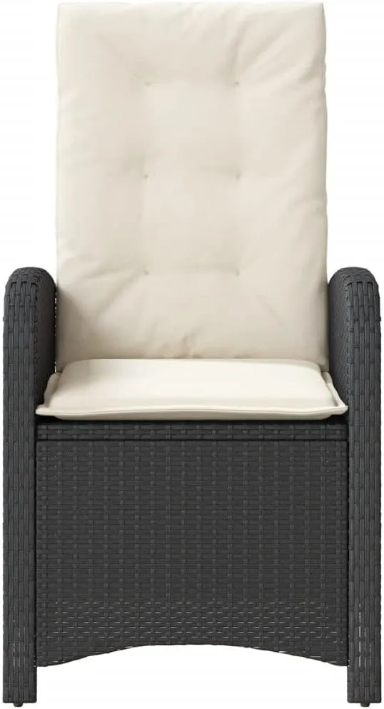 2-Piece Reclining Patio Chairs with Cushions Black PE Rattan Outdoor Furniture Adjustable Lounge Chairs for Poolside Backyard Deck