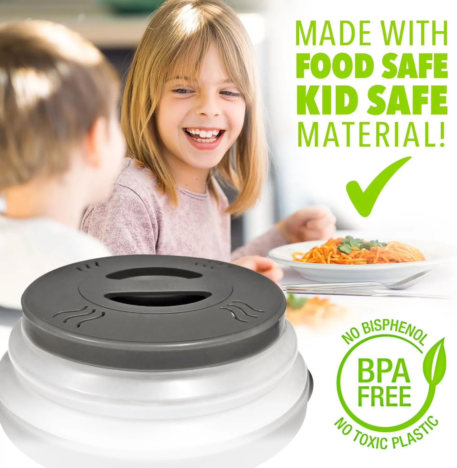 2.0 Magnetic Microwave Splatter Cover, Collapsible 12-Inch BPA-Free Food Lid with Upgraded Magnets, Vented Plate Guard, Dishwasher Safe, Space-Saving Magnetic Storage - Gray