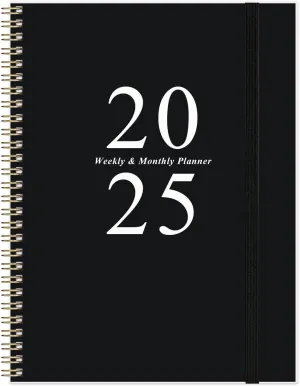 2025 Planner - Planner 2025 from January 2025 to December 2025 with 12 Monthly Tabs, Flexible Cover, Inner Pocket, 8.5" x 11", Black
