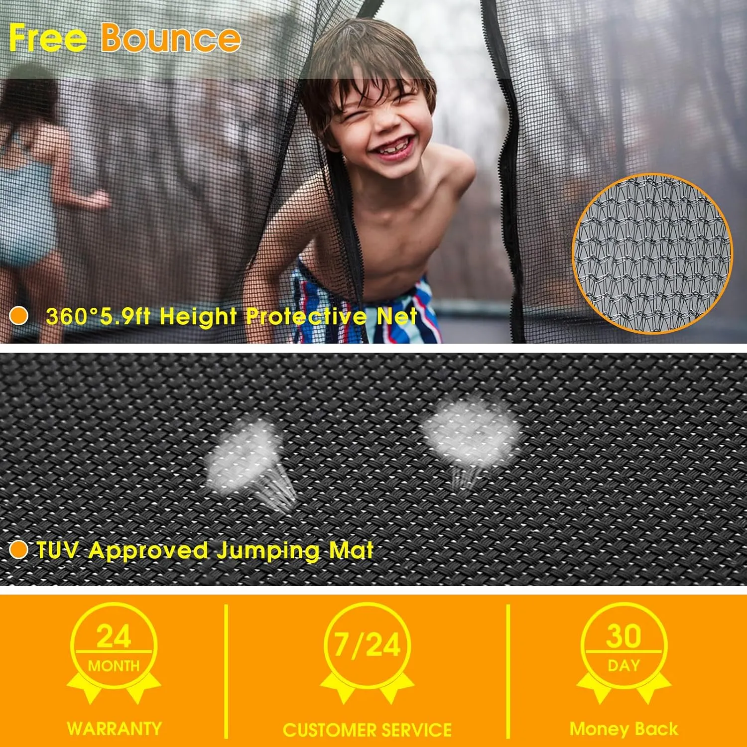 2025 Upgraded 8 10 12 14 15 16 FT 1500lbs Tranpoline for Kids and Adults with Light Sprinkler Socks, Recreational Tranpoline with Basketball Hoop, Ladder, ASTM Approved Tranpoline for 7-10 Kids