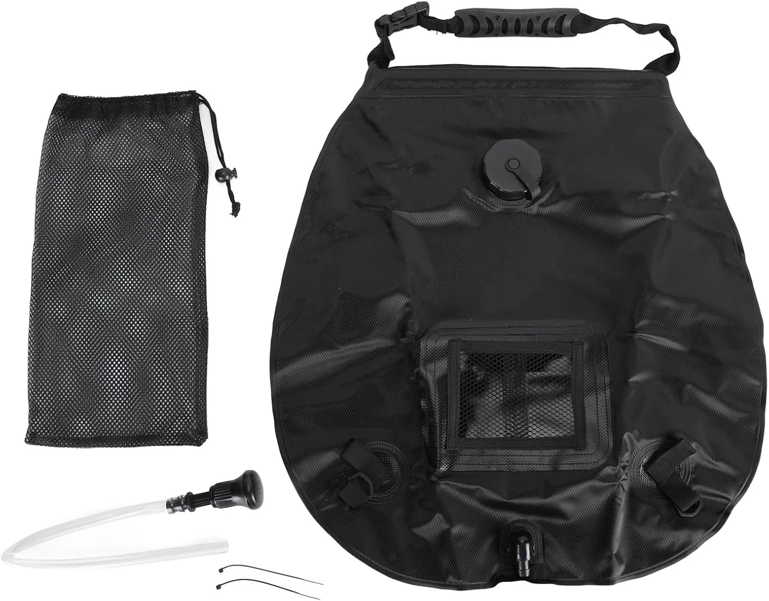 20L Solar Portable Shower Bag, Camping Shower Bag with Handle Solar Heating Portable Shower Bag with Back Thermometer for Camping, Hiking