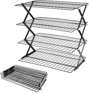 2/3/4-Tier collapsible cooling rack for baking,Folding Cooling Grid,Adjustable Stackable Roasting Cooking Drying Wire Cooling Rack for Cookies Baking