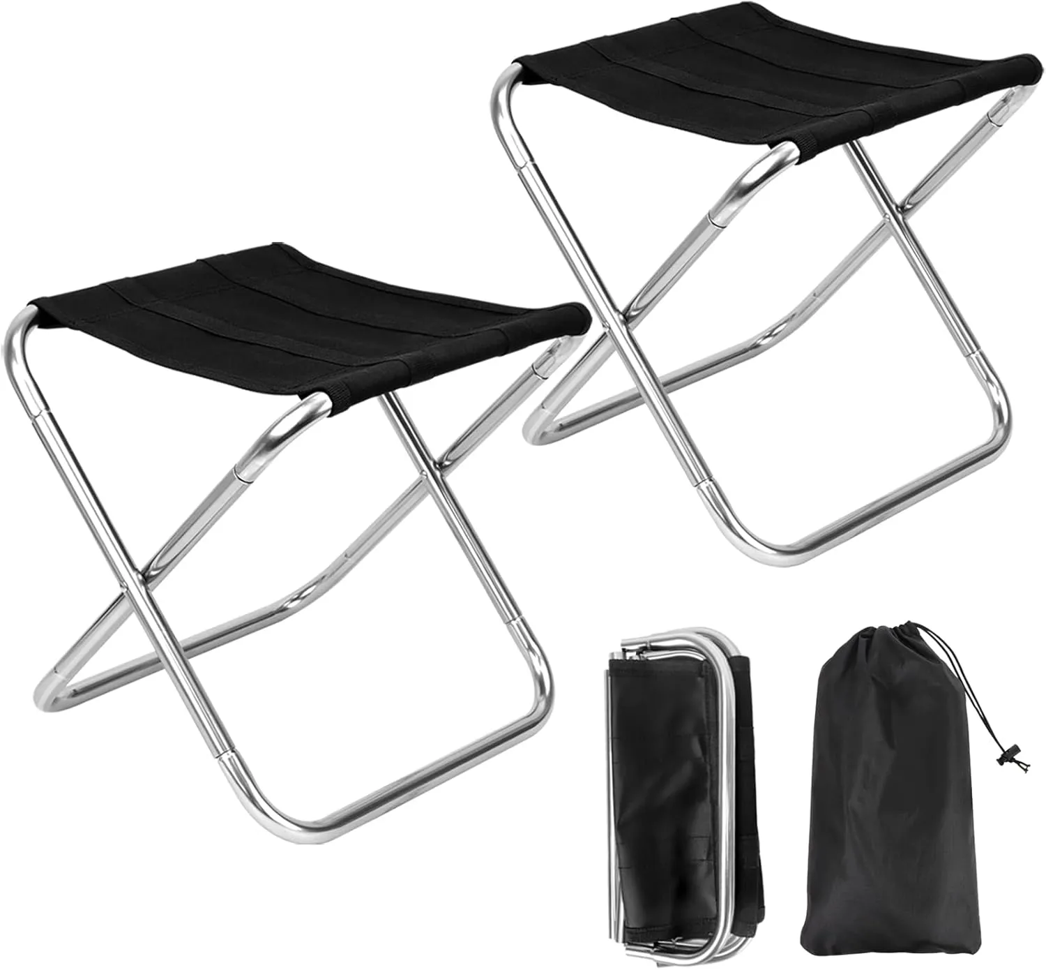 2Sets Portable Mini Folding Camping Stool, Lightweight Camp Chair for Fishing Hiking, Compact Collapsible Travel Footstool for Outdoor, Beach, Backyard, Lawn,Picnic with Carry Bag,10.35" x 8.86"