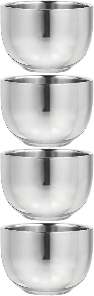 2sets Stainless Steel Shaving Bowl Set Men Shaving Bowl and Brush Set for Men 2pcs*2