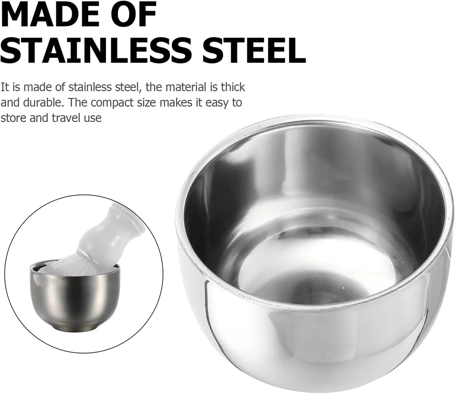 2sets Stainless Steel Shaving Bowl Set Men Shaving Bowl and Brush Set for Men 2pcs*2