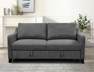 3 in 1 Queen Convertible Loveseat Sofa Bed with Pull Out Sleeper Couch Bed and Reclining Backrest ,Modern Love Seat Sleeper Sofabed Lounge Sleeper Chaise Daybed for Home Apartment Office Living Room