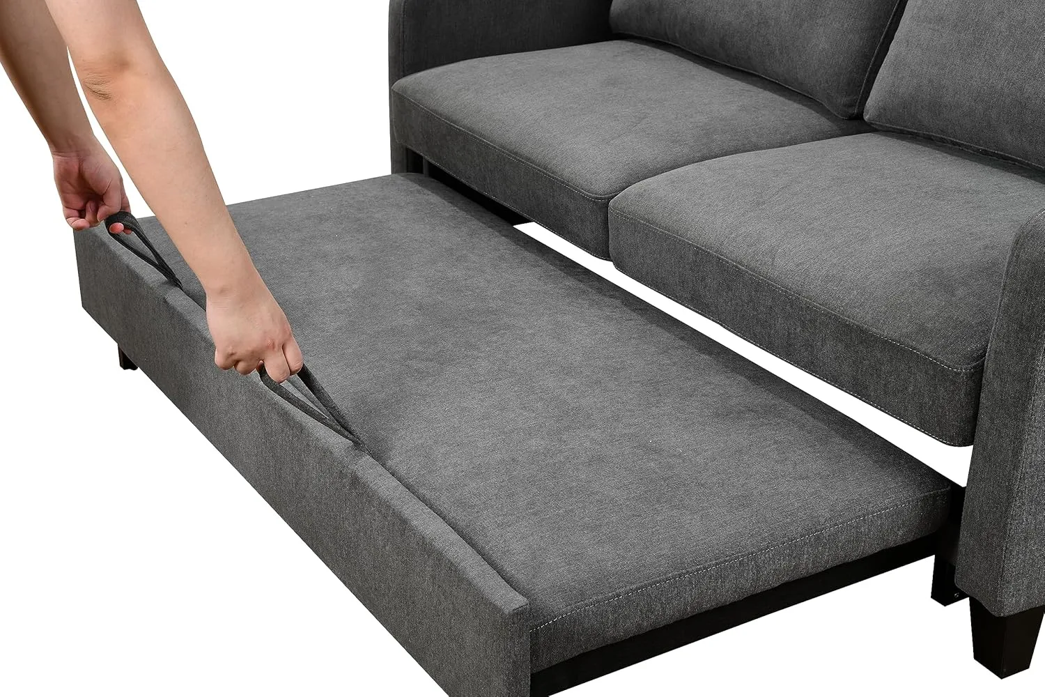 3 in 1 Queen Convertible Loveseat Sofa Bed with Pull Out Sleeper Couch Bed and Reclining Backrest ,Modern Love Seat Sleeper Sofabed Lounge Sleeper Chaise Daybed for Home Apartment Office Living Room