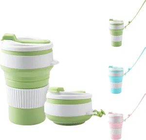 3 Pack Silicone Collapsible Travel Cups - 12oz Capacity, Perfect for Travel & Camping - Foldable with Lid for Easy Storage - Reusable & Durable Collapsible Cups for Drinking on the Go