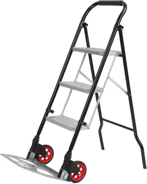 3 Step Folding Ladder Aluminum Alloy Stool Cart 150kg Capacity Non-Slip Steps Space Saving Design for Home Kitchen Garage