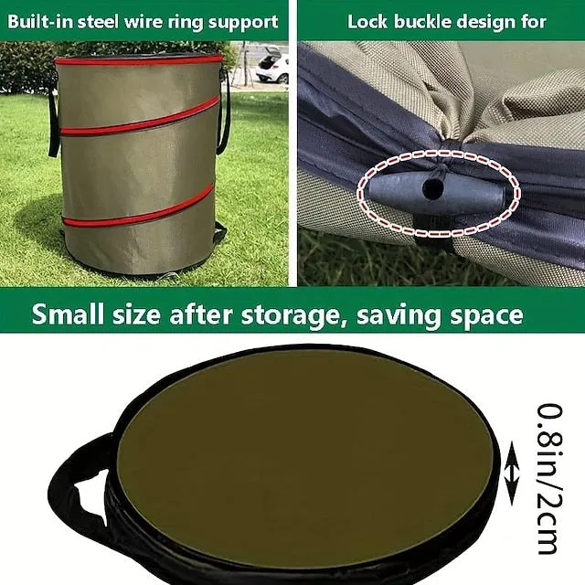 30 Gallon Collapsible Container Gardening Bag, Camping Trash Can, Pop-Up Trash Can/Recycle Bin, Car Garbage Can, Reusable Outdoor Trash Garden Yard Trash Bag, Foldable Camping Recycling Bin