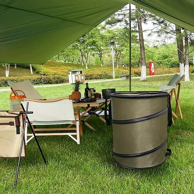 30 Gallon Collapsible Container Gardening Bag, Camping Trash Can, Pop-Up Trash Can/Recycle Bin, Car Garbage Can, Reusable Outdoor Trash Garden Yard Trash Bag, Foldable Camping Recycling Bin
