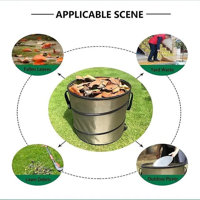 30 Gallon Collapsible Container Gardening Bag, Camping Trash Can, Pop-Up Trash Can/Recycle Bin, Car Garbage Can, Reusable Outdoor Trash Garden Yard Trash Bag, Foldable Camping Recycling Bin