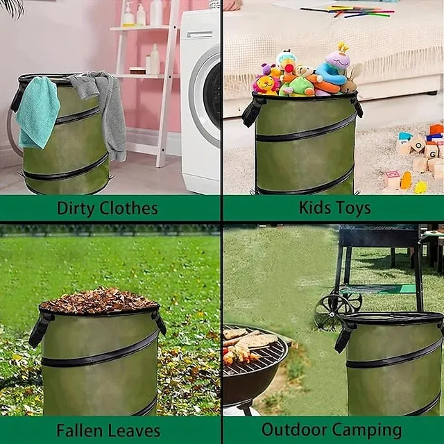 30 Gallon Collapsible Container Gardening Bag, Camping Trash Can, Pop-Up Trash Can/Recycle Bin, Car Garbage Can, Reusable Outdoor Trash Garden Yard Trash Bag, Foldable Camping Recycling Bin