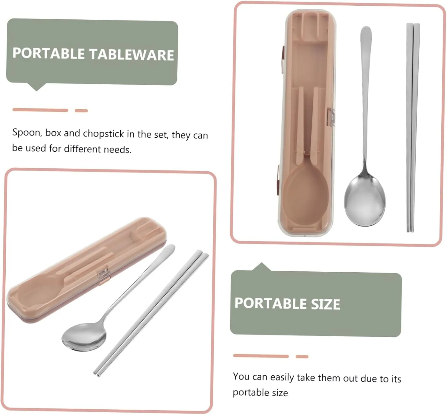 304 Stainless Steel Portable Chopsticks Set Practical Dinner Tableware Easy to Carry for Home Restaurant Hotel