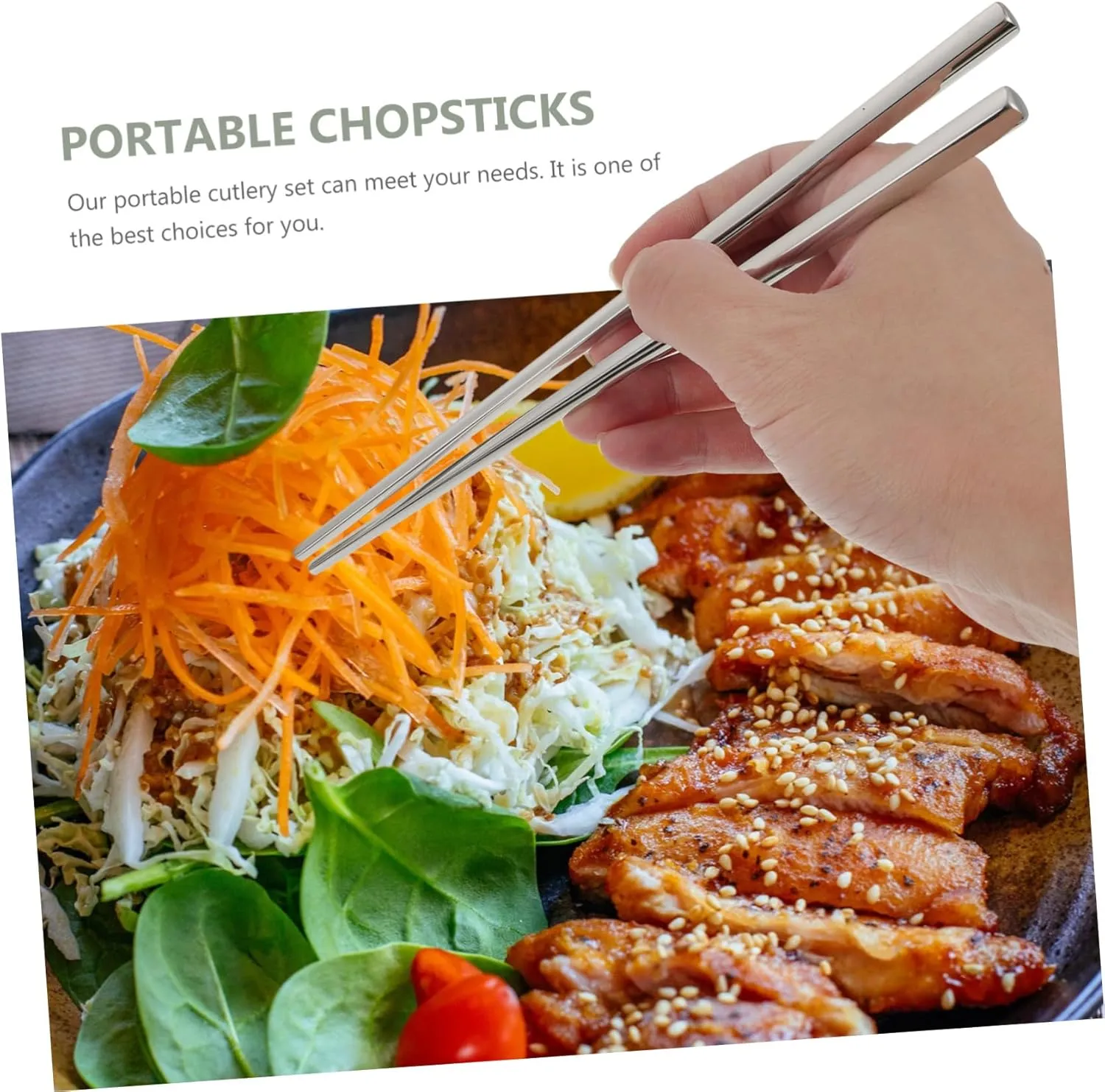 304 Stainless Steel Portable Chopsticks Set Practical Dinner Tableware Easy to Carry for Home Restaurant Hotel