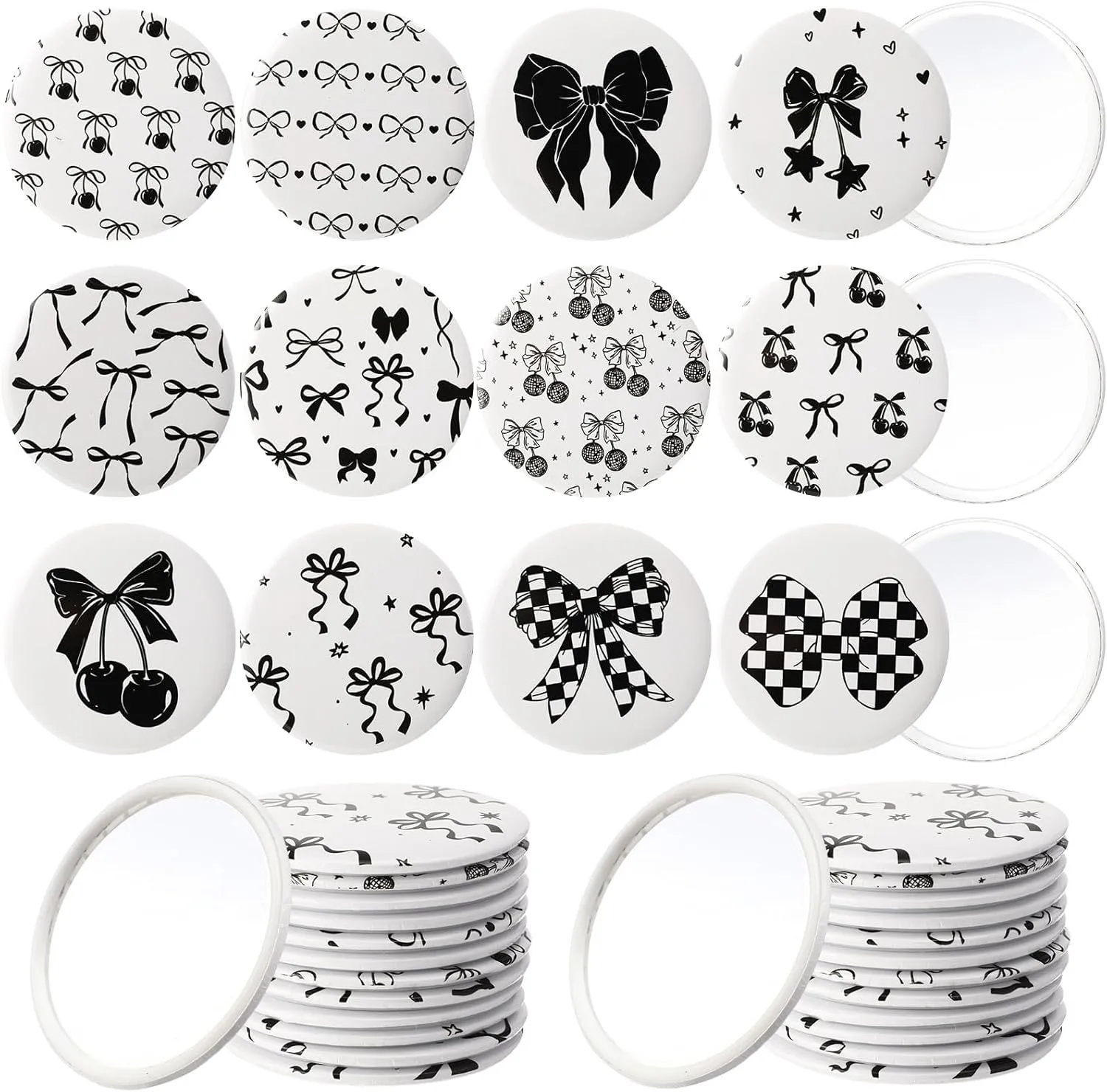 36 Pcs Coquette Aesthetic Compact Mirror Bulk Black Bow Party Favors Portable Travel Makeup Pocket Purse Mirror for Girl Women Wedding Bridal Shower Quinceanera Party Favor
