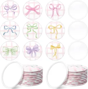 36 Pcs Coquette Aesthetic Compact Mirror Bulk Pink Bow Portable Travel Makeup Pocket Purse Mirror for Women Girl Coquette Birthday Gift Wedding Bridal Shower Grad Party Favor (Cute Style)