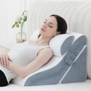 3PCS Bed Wedge Pillow for Sleeping, 20-in-1 Adjustable Memory Foam Wedge Pillow for Back Leg Pain Relief, 23" Wide Wedge Pillow for After Surgery, Acid Reflux, Snoring, Back Pain