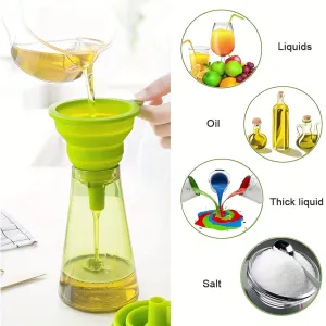 3pcs Portable Silicone Funnel for Kitchen and Wine - Collapsible- Grey Color