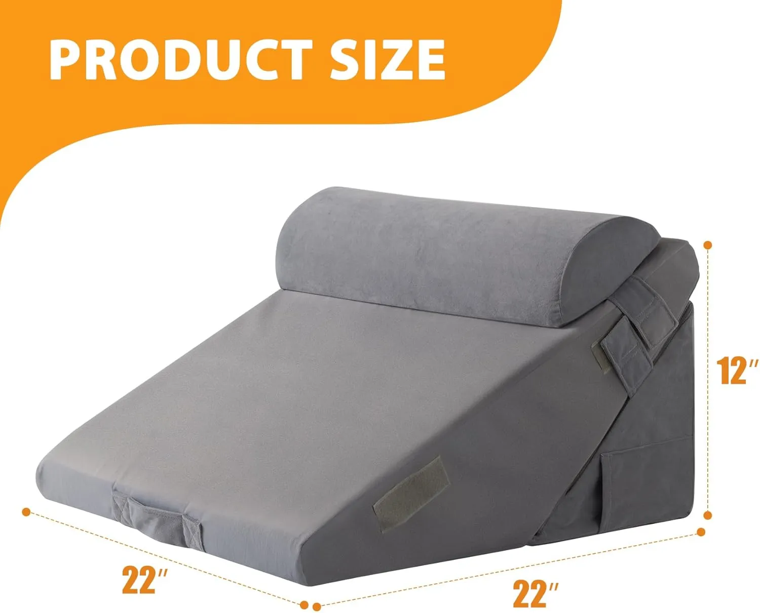 3PCS Wedge Pillow Set for After Surgery, Wedge Pillow Headboard, Adjustable 9&12 Inch Bed Pillow Wedge for Sleeping, Acid Reflux, Orthopedic Pillow Wedge for Back Pain Relief, Gerd, Velvet