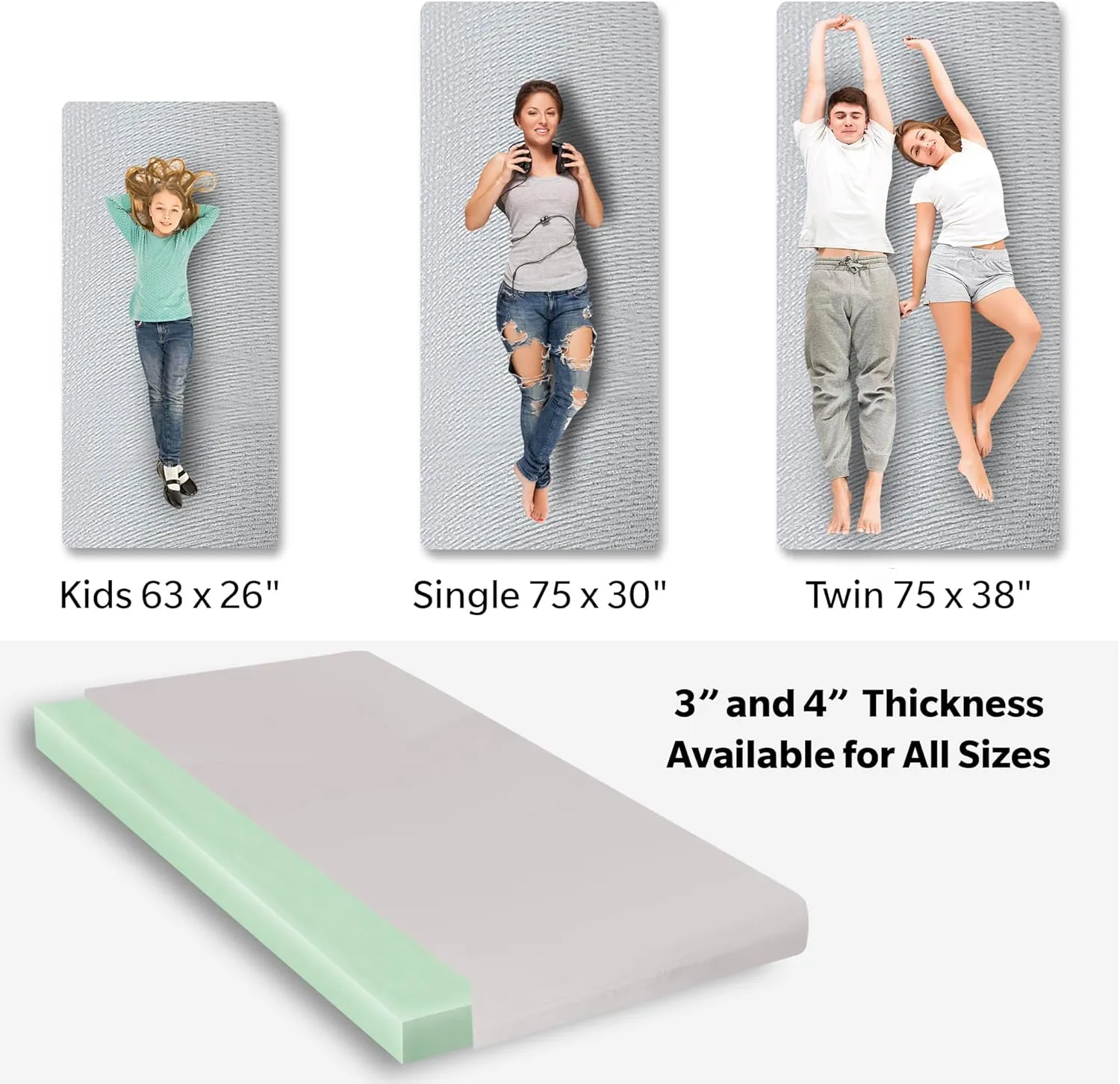 4 Inch Memory Foam Camping Mattress - Foldable Floor Mattress for Adults, Guest Bed & RV - 63"x26" Portable Roll Up Pad for Outdoor, Camping, Travel