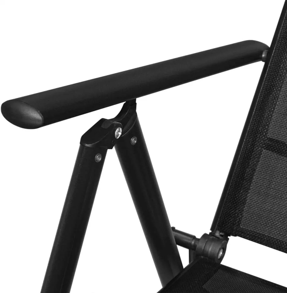 4 Pack Black Folding Patio Chairs with Reclining Backrest Outdoor Aluminum Chairs Textilene Seating for Garden Beach Camping Lawn